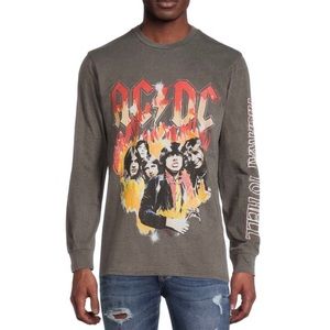 AC/DC Men’s Long Sleeve Cotton Band Graphic T-Shirt Crewneck Top